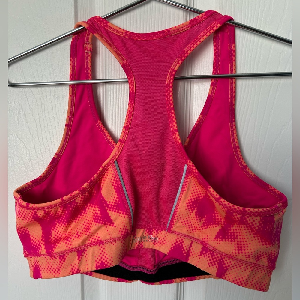 Calvin Klein Performance Quick Dry Pink and Orange Athletic Sports Bra Size XL - Picture 8 of 14